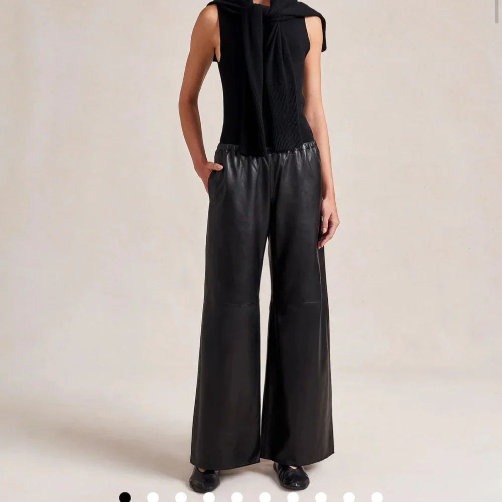 NWT La Ligne Black leather Colby pants - Picture 1 of 6